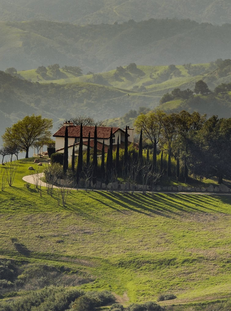 The Ridge villa at Ojai Mountain — vineyard and ocean views