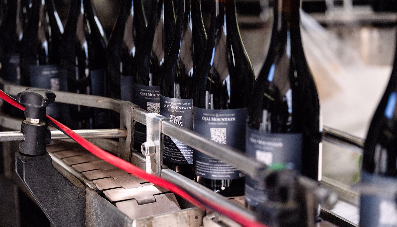 Red and white wine bottling at Ojai Mountain